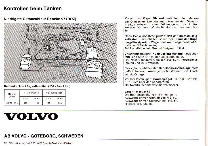 R�ckseite Volvo 262C Betriebsanleitung Baujahr 1979
