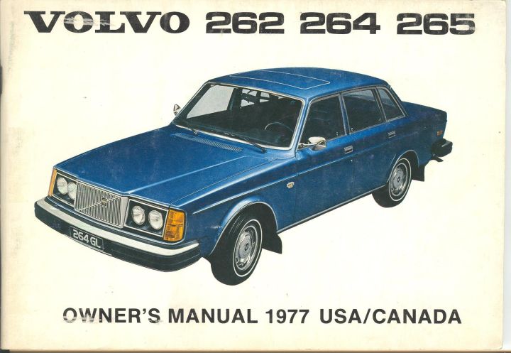 Frontside Volvo 262/264/265 Owner's Manual Year model 1977 USA/Canada