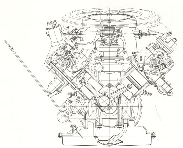 Moteur en coupe, vu de devant