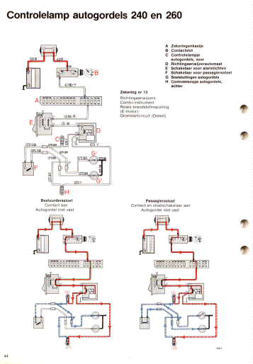 Controlelamp autogordels 240 en 260